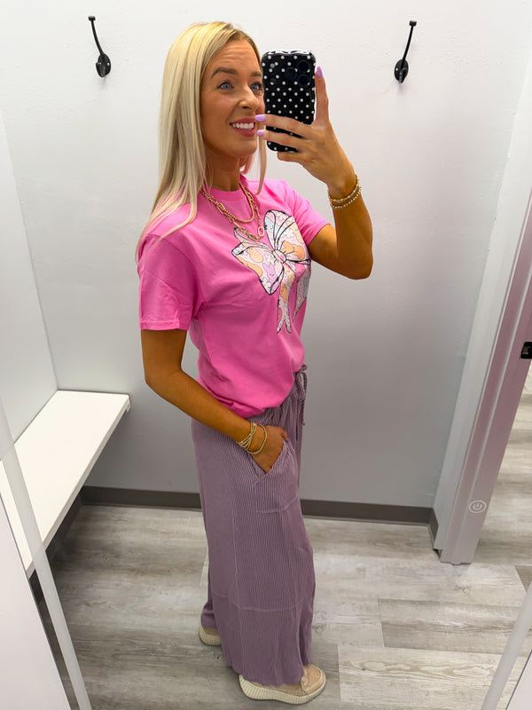 Dusty Lavender Ribbed Pants