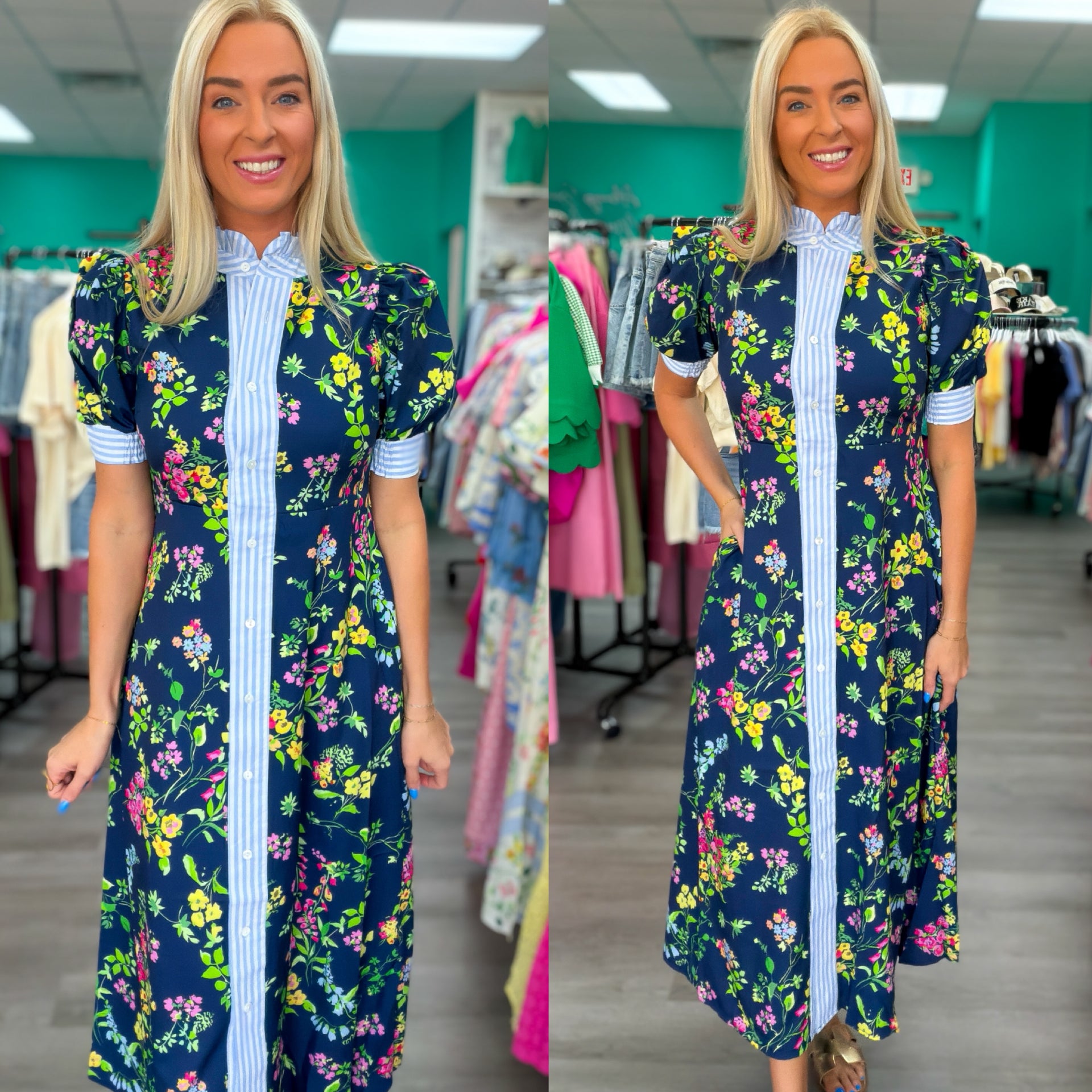Navy Blossom Dress