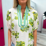 Fresh Bloom Stripe Contrast Floral Top