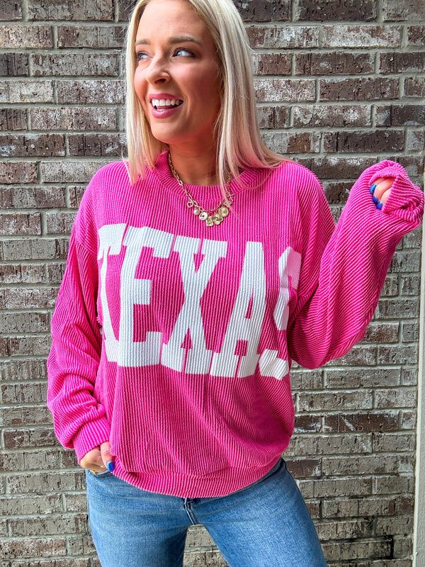 Texas Girl Pullover Neon Pink