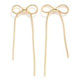 Gold Bow Earrings 3.5" long