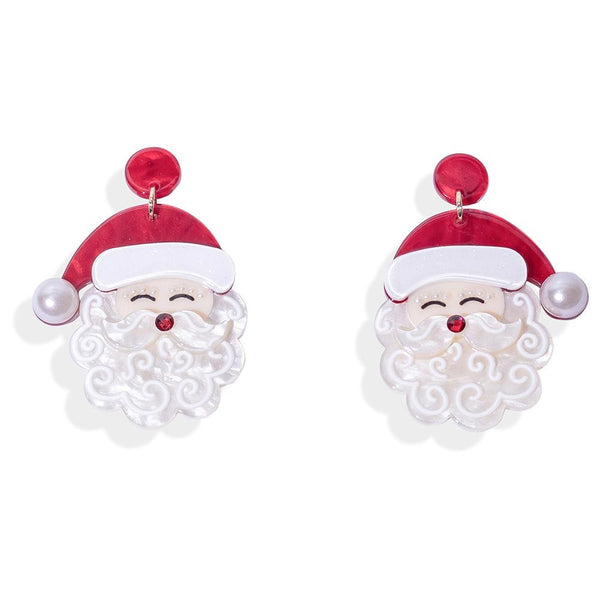 Santa Claus Post Drop Earrings Featuring Pearl Details