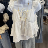 Ruffle Front Tie Tank