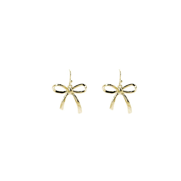 Gold Open Bow Drop 1" Earring