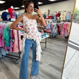 Floral Mesh One Shoulder Top