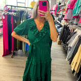 Feeling So Sweet Ruffle Tiered Bow Midi Dress