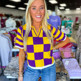Victory Check Sweater Top