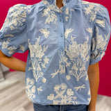 Chambray Lace Top