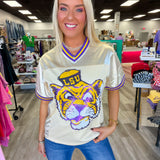 LSU Tiger Eye (Licensed) | Sequin Design Football Jersey Butter