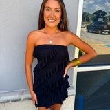 Black Ruffle Strapless Dress