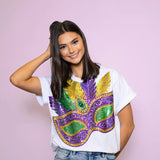 Mardi Gras Mask | Women's Sequin Design Cuff Sleeve