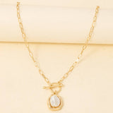 Pearl Pendant Dainty Toggle Chain Necklace