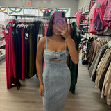 Denim Cut Out Midi Dress