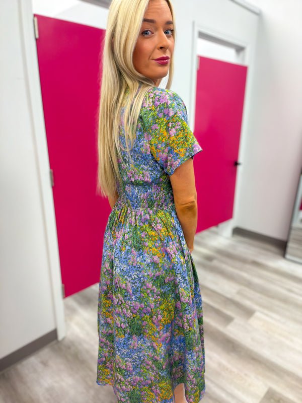 Whispers of Spring Floral Zip Midi