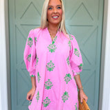 Pink Palm Mini Dress