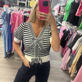 Count My Blessings Spring Stripe Bow Sweater