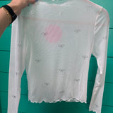 Mesh Rhinestone Bow Top
