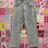 Pearl Embellished Light-wash Denim Jeans