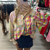 Colorburst  Distressed Flannel Top