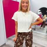 Floral Pants Brown Cream Green