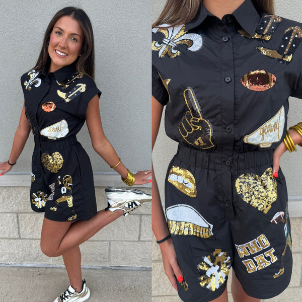 Black Gold Gameday Romper