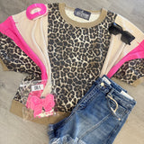 Leopard Mixed Media Top