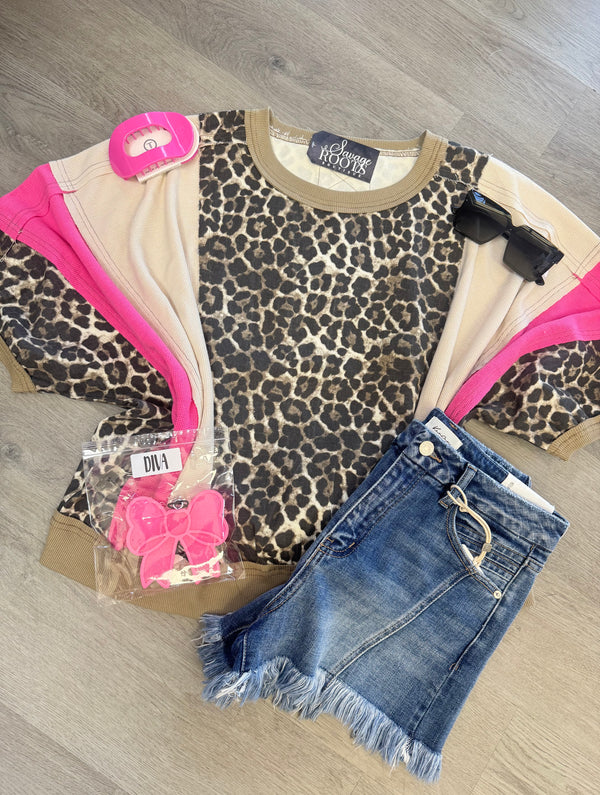 Leopard Mixed Media Top