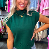 Happy Thoughts Green Embroidery Detail Sweater