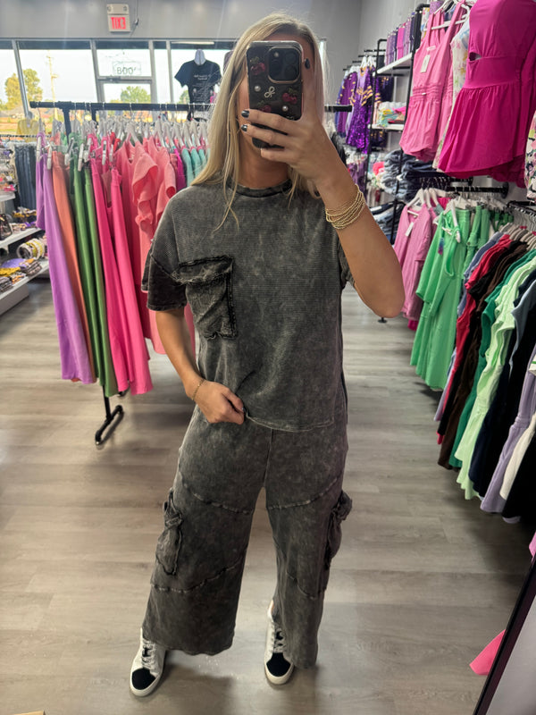 Acid Wash Cargo Joggers