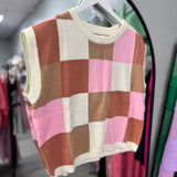 Check It Out Checkered Sweater | Pink Mix