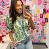 The Spring in Bloom Puff Sleeve Blouse | Blue