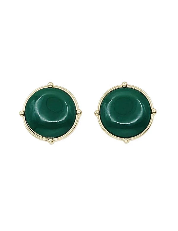 Stone with Gold Outline 1” Stud Earrings