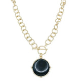 Gold Circle Stone Necklace