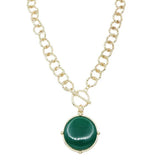 Gold Circle Stone Necklace