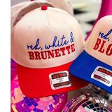 Red, White & Brunette Trucker Hat