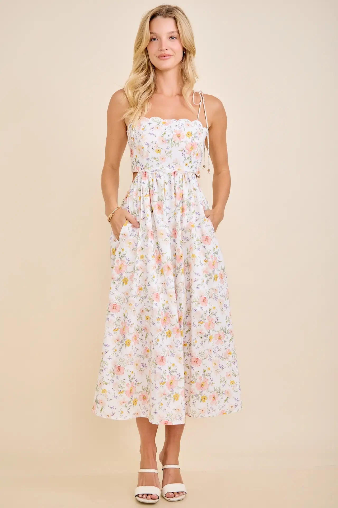 You Have Me Scallop Floral Dress