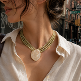 Marbled Bead Layered Statement Necklace