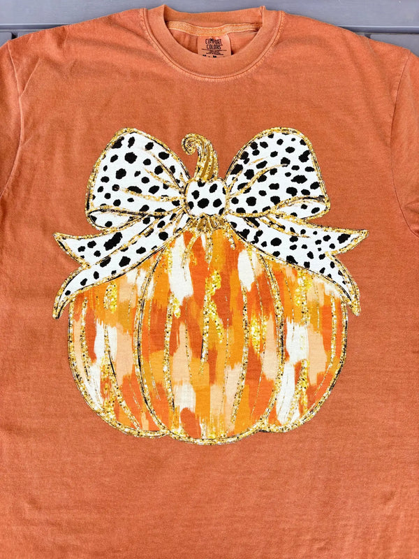 Colorful Coquette Bow Pumpkin Wholesale Tee