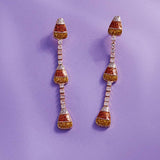 Halloween Candy Enamel W Rhinestone Post Earrings