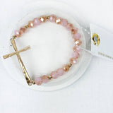 Hammered Cross Crystal Mix Beads Bracelet