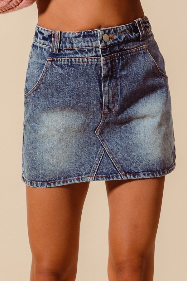 I'm Just Thinking Denim Skirt