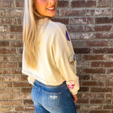 Heads Will Roll Skeleton Halloween Crop Sweatshirt | Cream