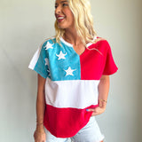 American Flag Mineral Washed Knit Top
