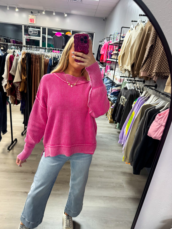 SAVAGE STEALS | Corded Sweater Pink