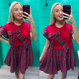 Bow Holiday Plaid Dress