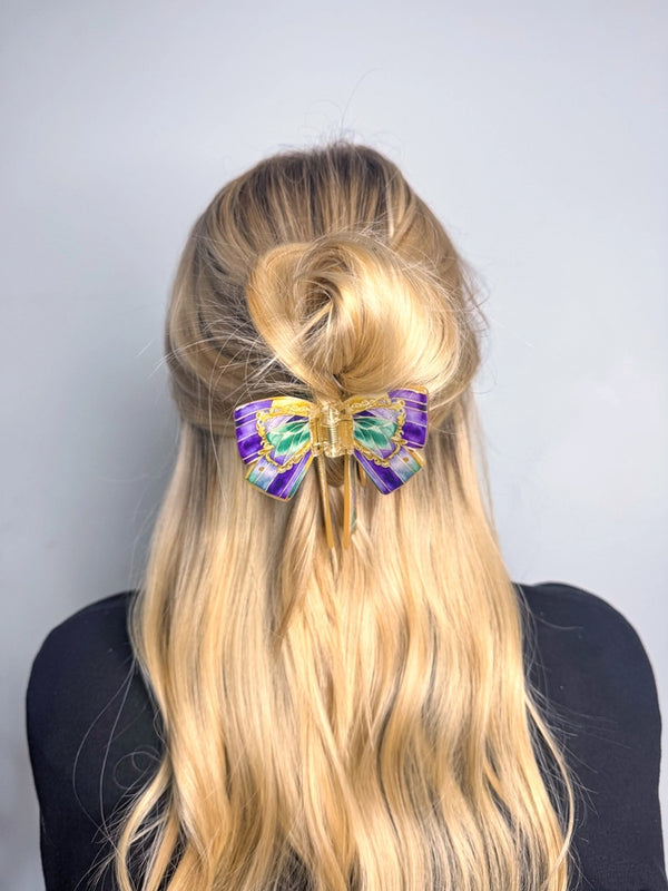 Mardi Gras Bow Claw Clip