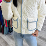 Cream and Denim Blue Jacket