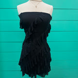 Black Ruffle Strapless Dress
