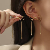 18K STAINLESS STEEL TARNISH FREE BOW EARRINGS