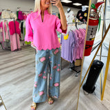 Blush Bloom Denim Pants